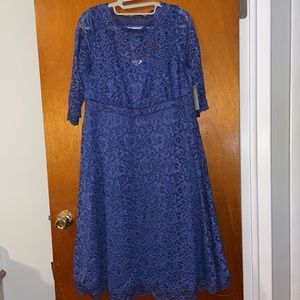 Kiyonna Size 1 (14-16W) Indigo Blue Lace Dress Made in USA!!!